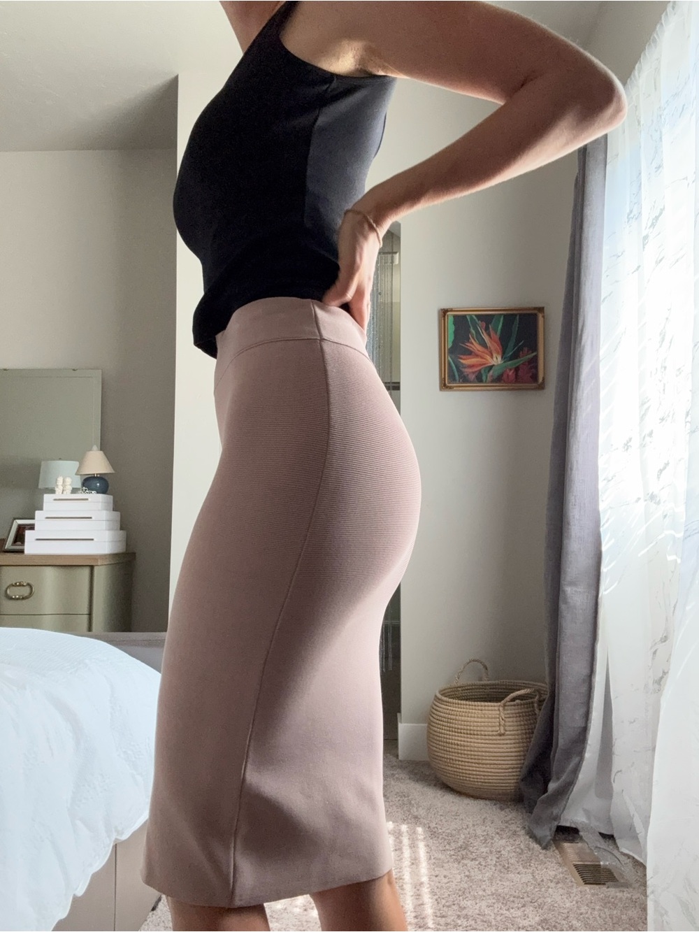 BCBGMaxAzria Dusty Rose High-Waist Pencil Skirt